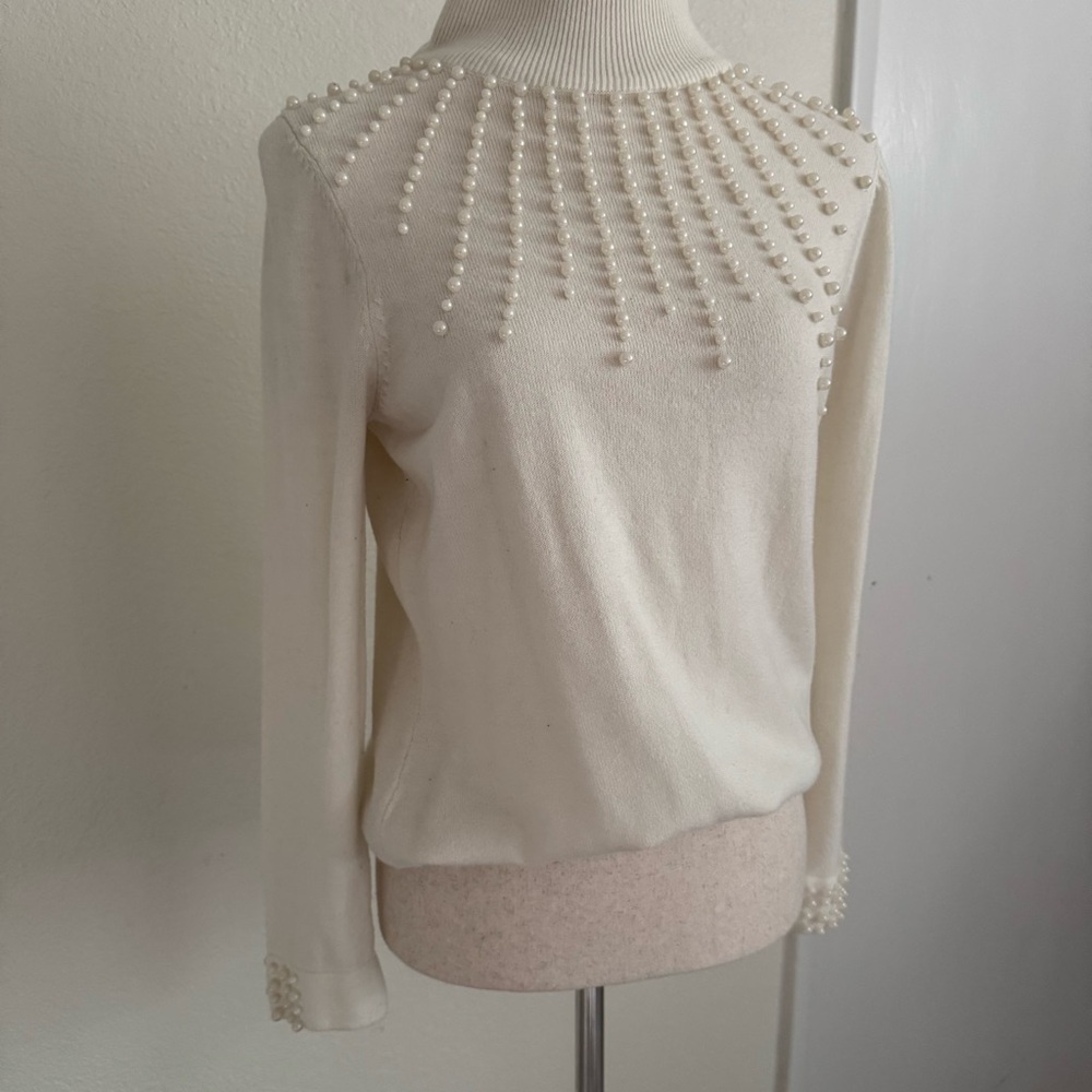 Seventh Avenue Sweater with Pearl Embellishments – Size Large